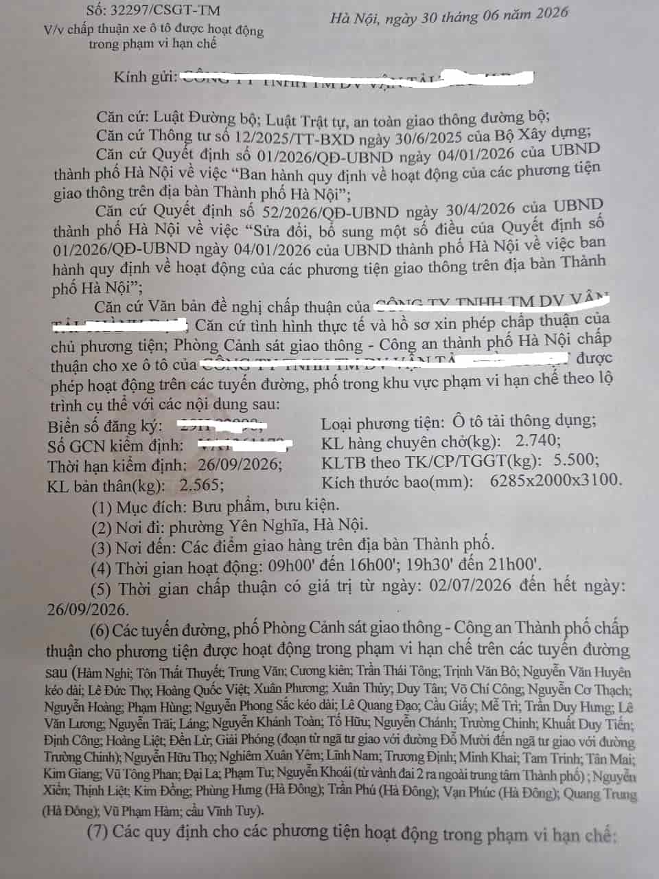 mau giay phep cho xe tai vai pho cam ha noi Mẫu giấy phép cho xe tải vào phố hà nội